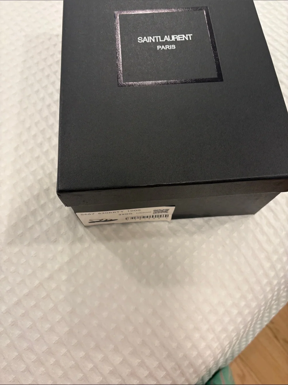 Saint Laurent Black Leather Strap Sandals with Gold YSL Logo - Picture 7 of 7